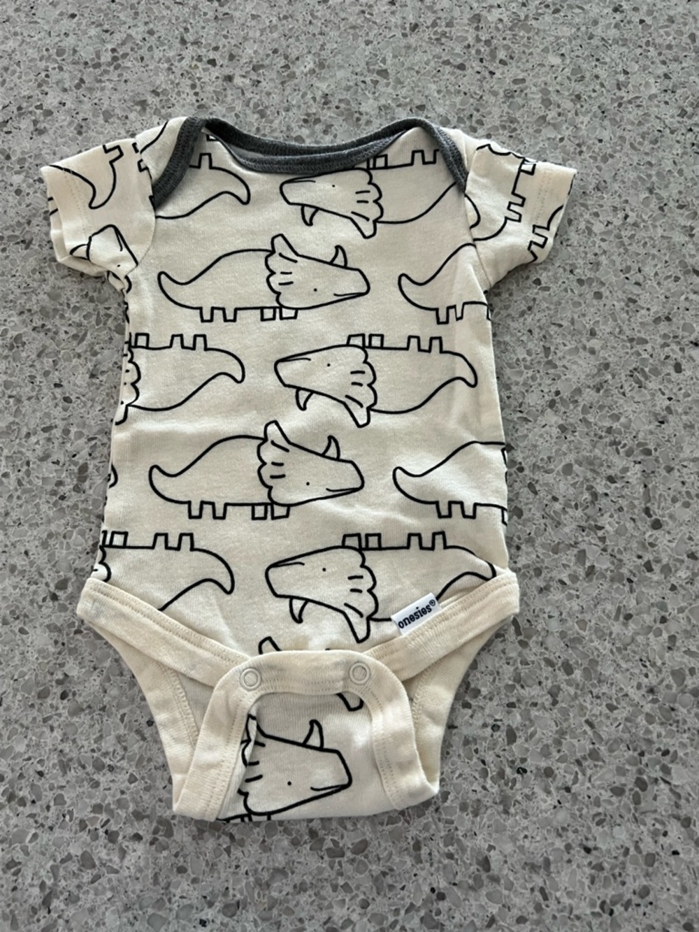 Gerber Baby One-Pieces in Gray, Cream, Black and Green Dinosaur Prints - Picture 4 of 5